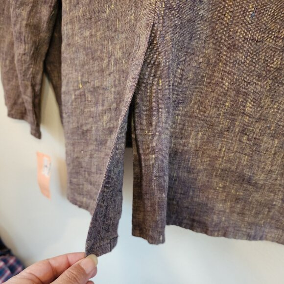 FLAX 100% Linen 1x Ruby Fruit Color Cross Weave Jacket Long Sleeves NWT Comfort - Picture 8 of 14